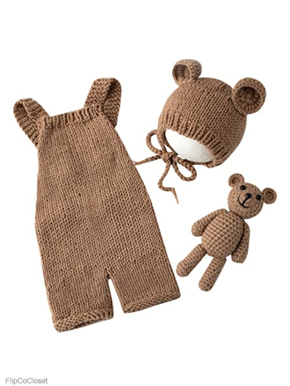 Newborn Photography Props Bear Outfit Set Hat Romper Studio Posing